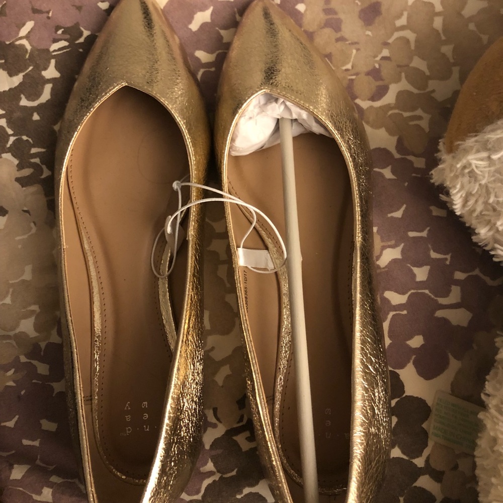 Brand New Pointy Toe Gold Flats